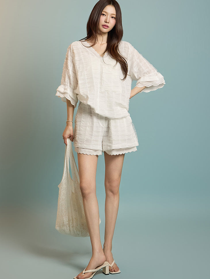 TP2137 レースブラウス&パンツセット