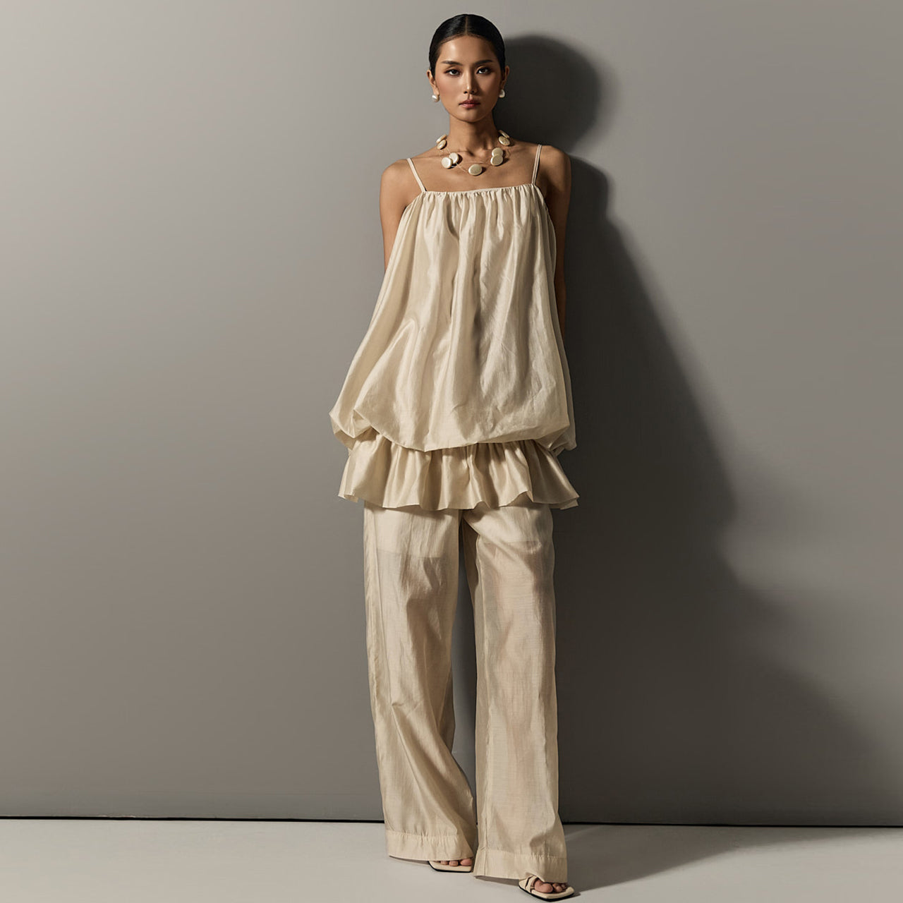 TP2176 Sleeveless Top and Slacks Set