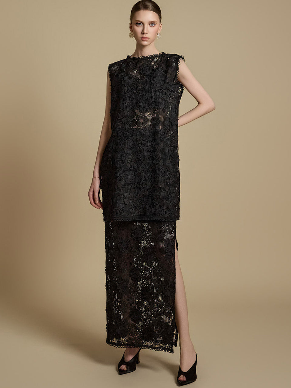 TP9169 蕾丝上衣和裙子套装