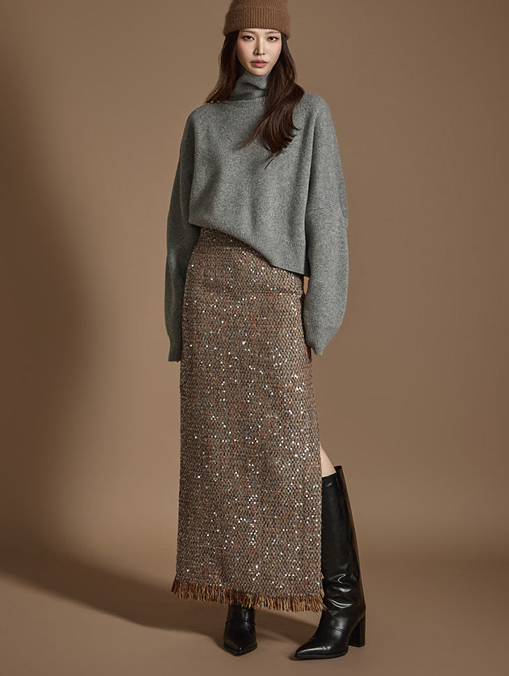 SK9255 粗花呢流苏裙