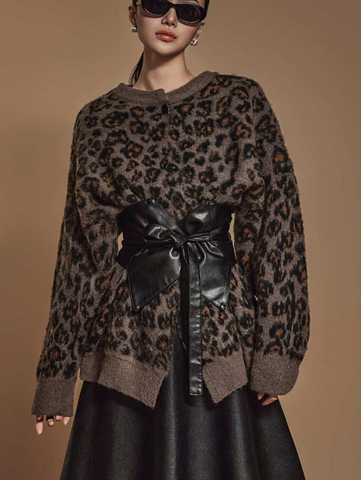J2428 ヒョウ柄カーディガン