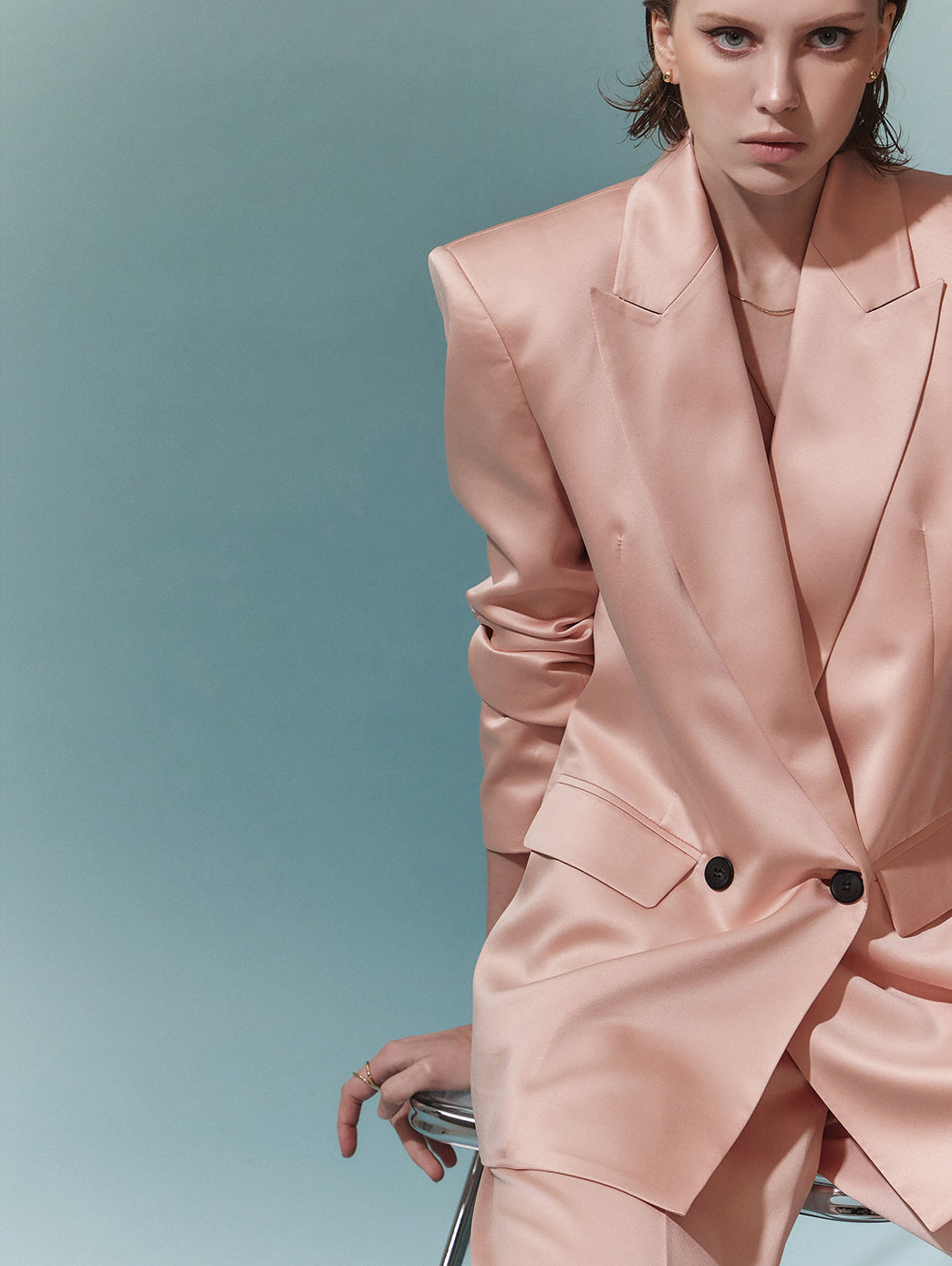 MBDJ026 缎面双扣单夹克