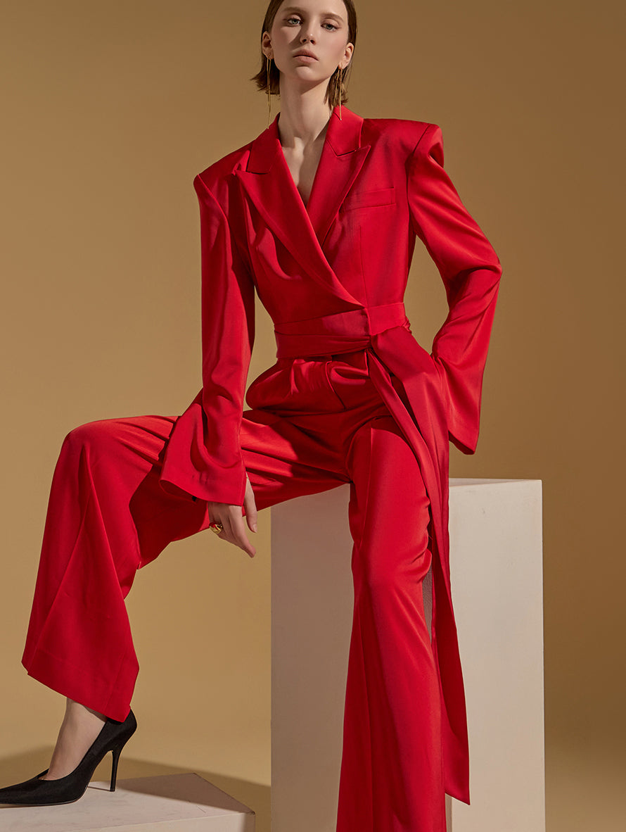 MBDJS002 テーラードスリムロングジャンプスーツ(ベルトセット)