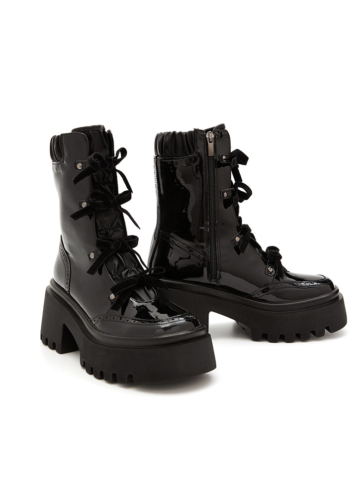 AR-3227 パテントエフェクトレザーリボン<br>ハイブーツ