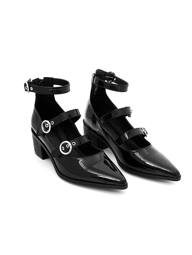 AR-3228 Patent Effect Faux Leather Mary Janes