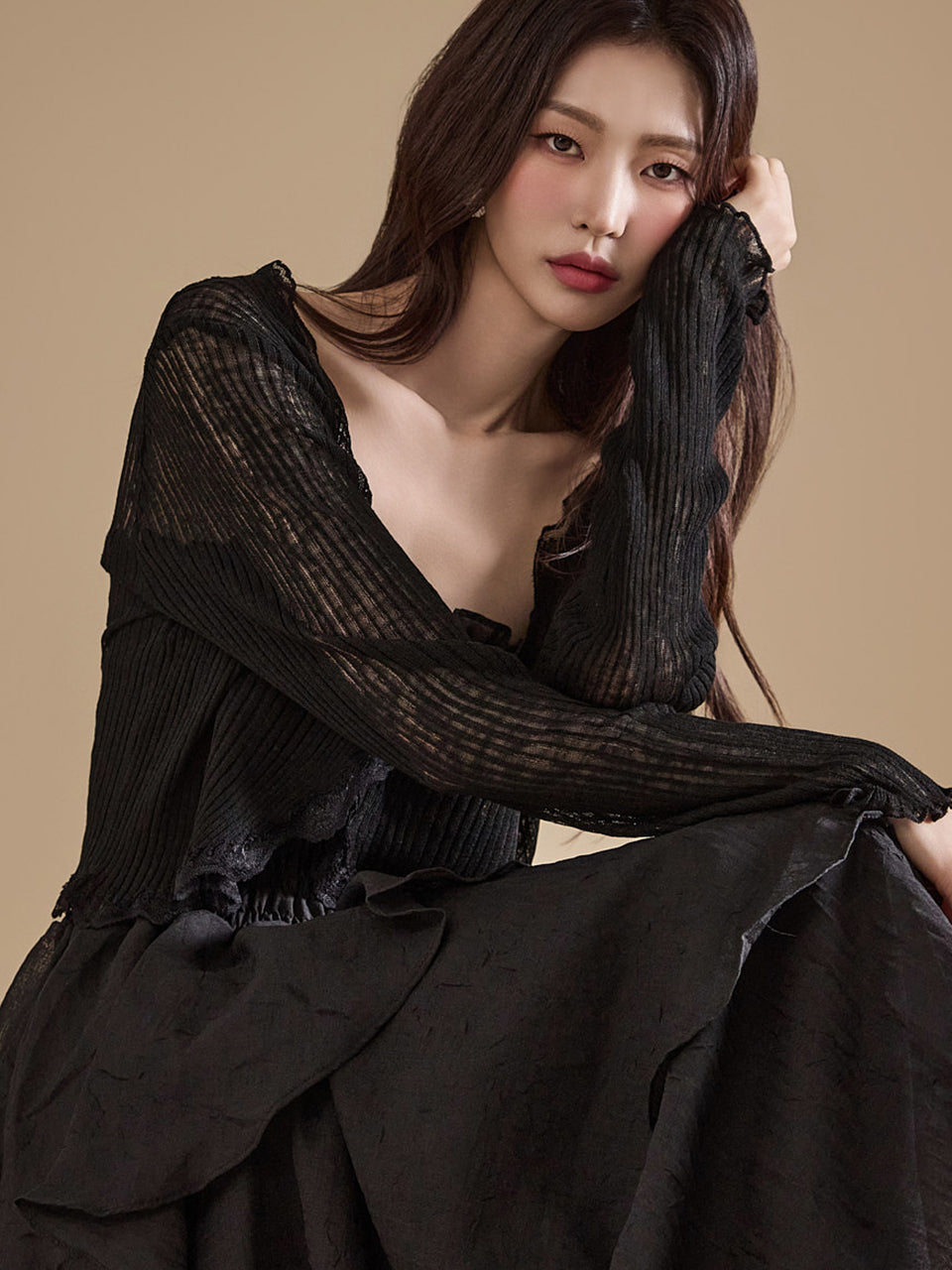 J2321 荷叶边开衫