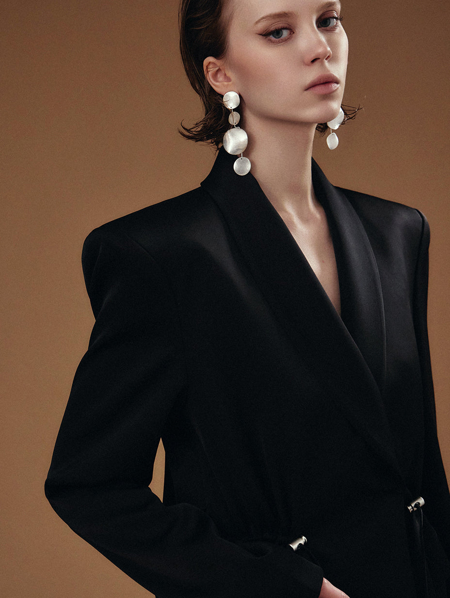 MBDJ014 缎面披肩领系带单夹克