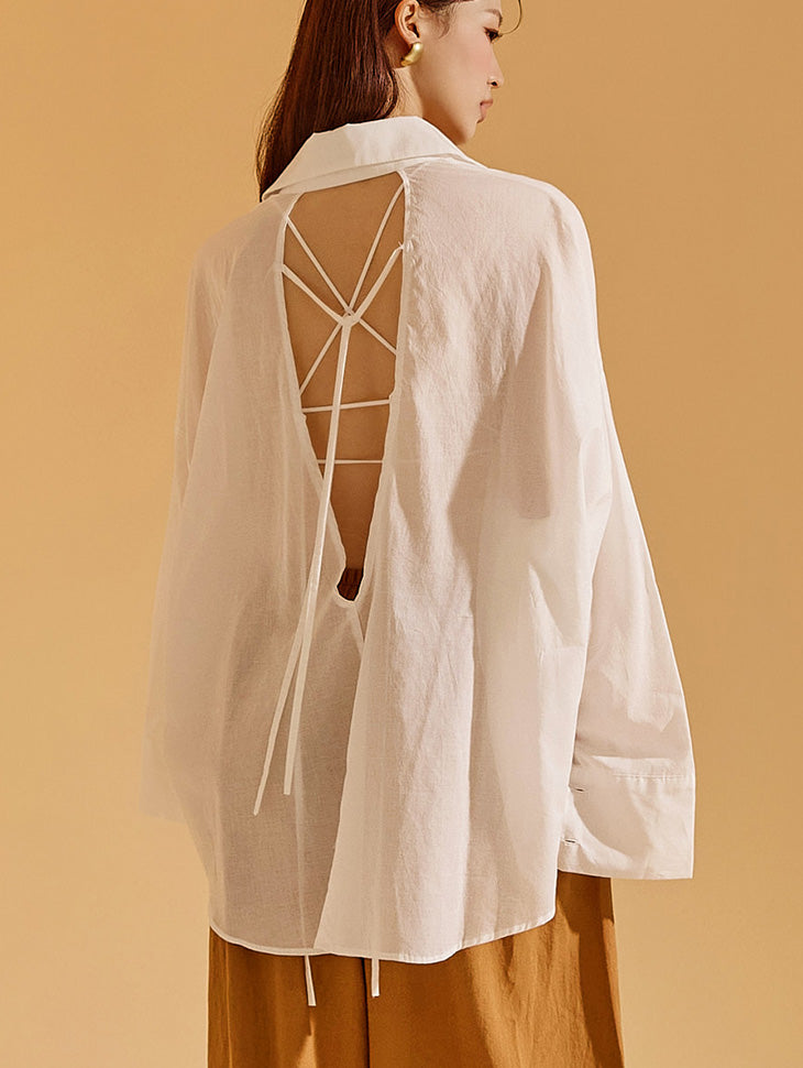 S551 Back Slit Strap Shirt