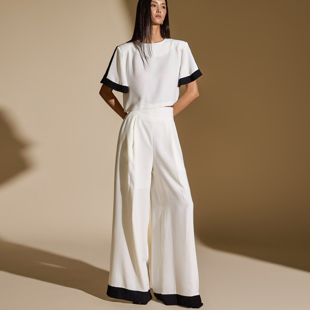 TP1921 カラーエッジブラウス&スラックスセット