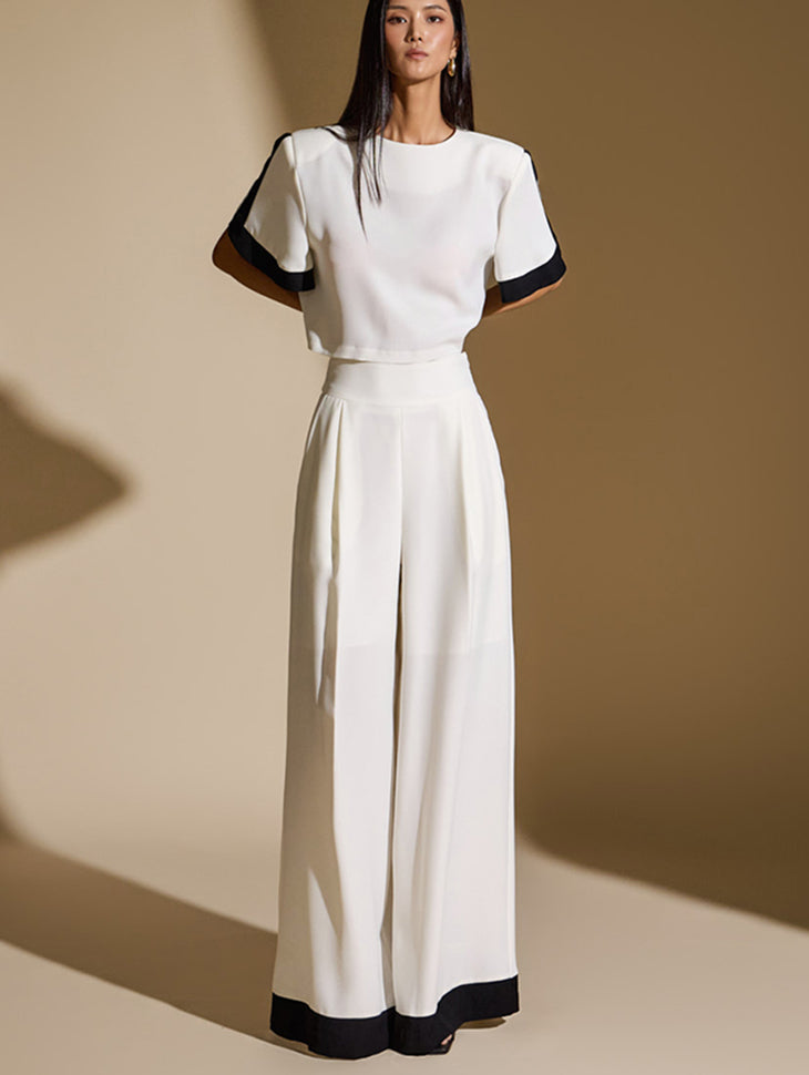 TP1921 彩色边衬衫和休闲裤套装