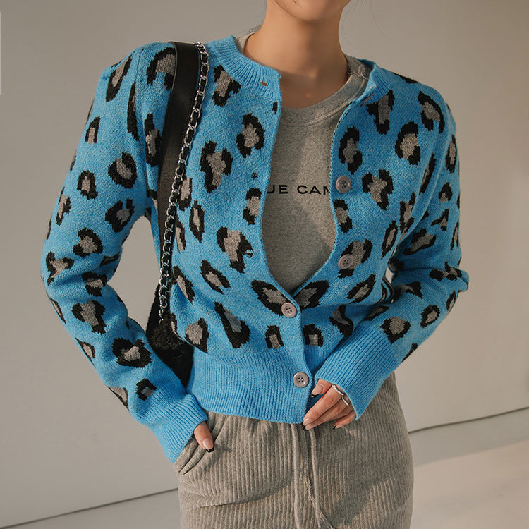 J1422 Leopard Knit Cardigan