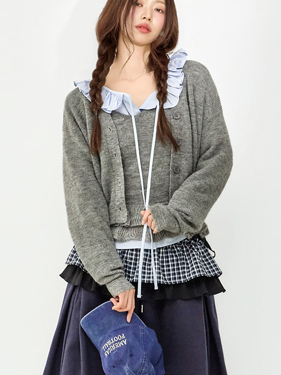 J3082 Frill Layered Cardigan