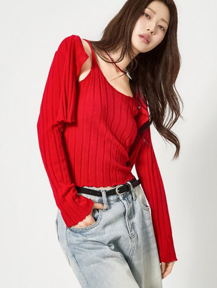 J3167 无袖开衫套装