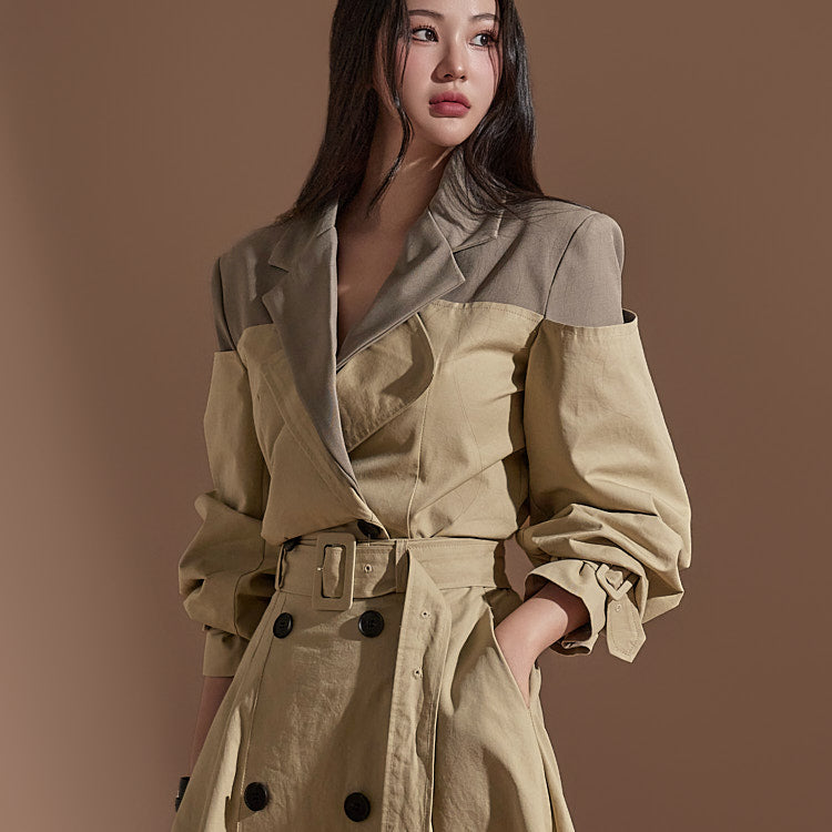 J2247 配色短款风衣夹克