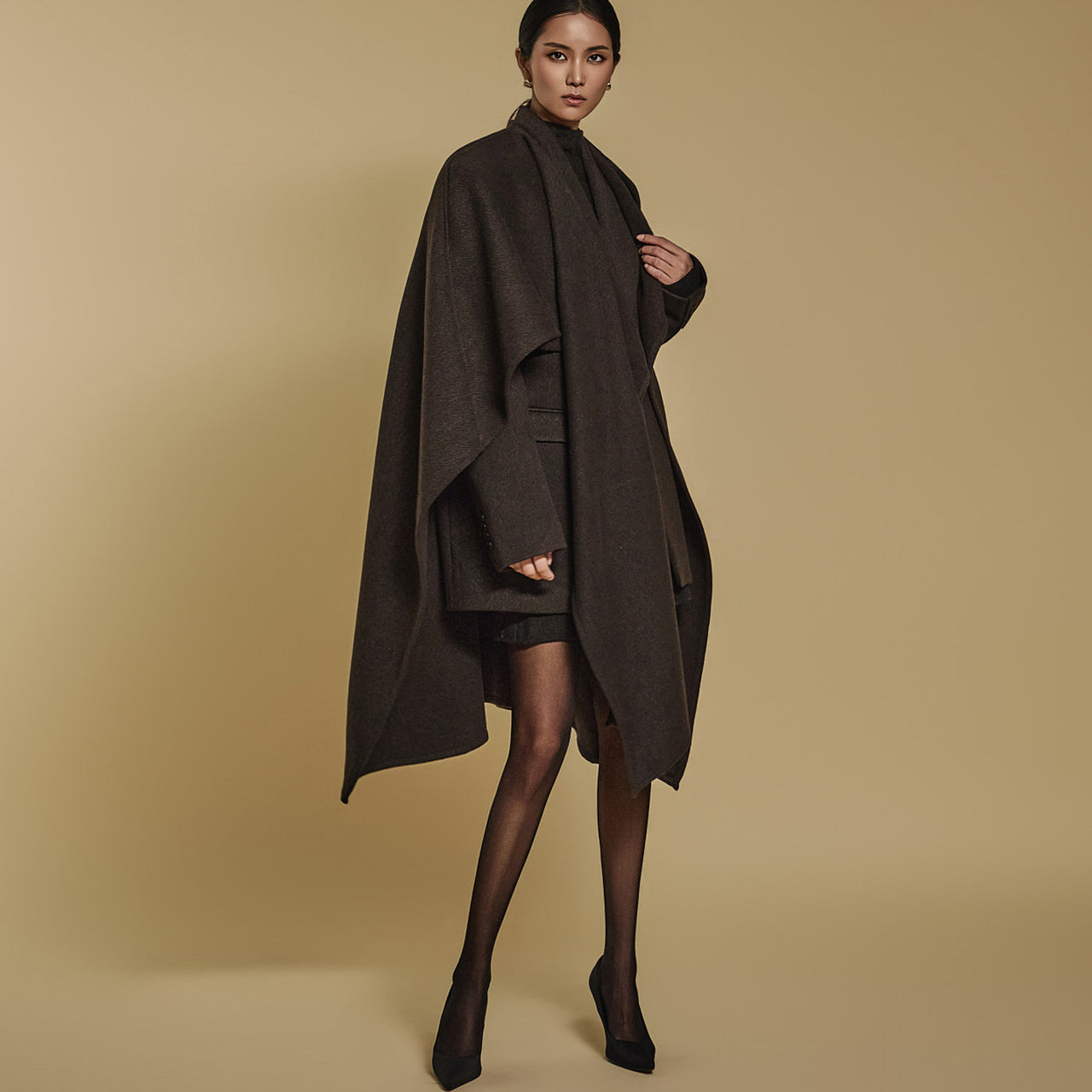 J2492 Wool Jacket With Cape