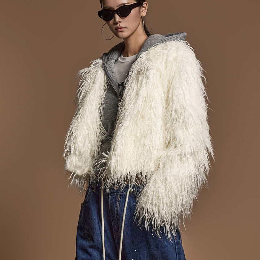 J2573 Fringe Fur Jacket