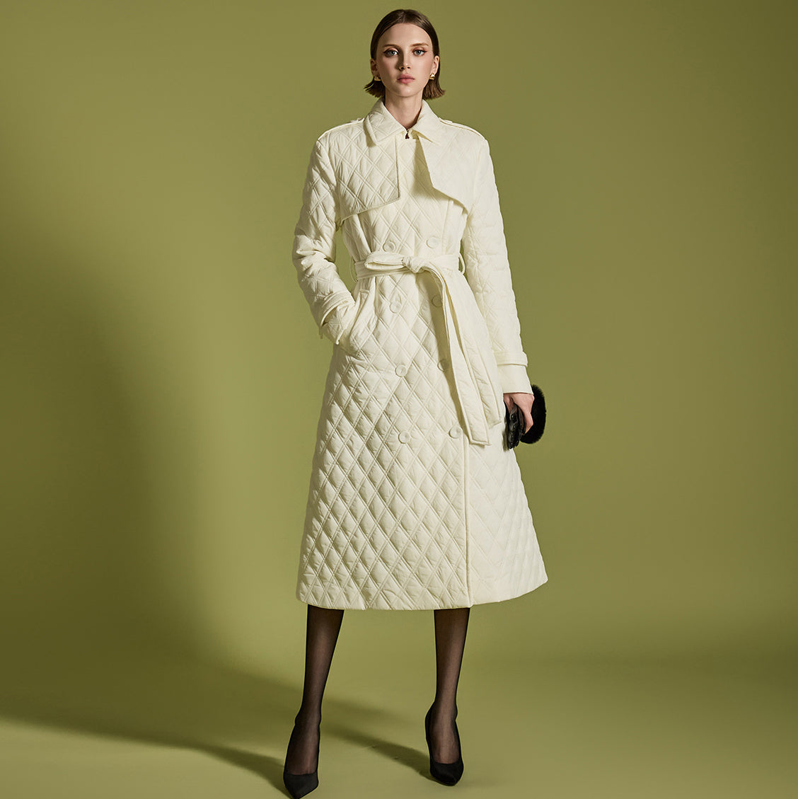 J2506 Quilted Coat With Belt