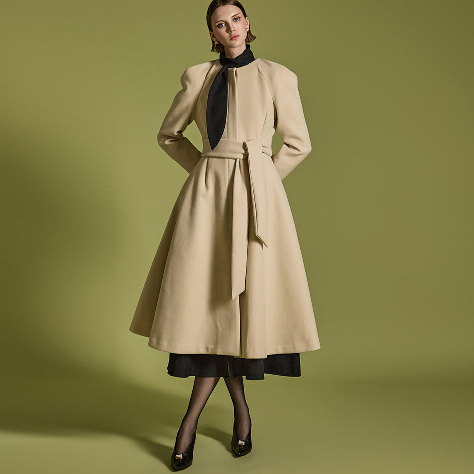 J2501 Flared Quilted Coat With Belt