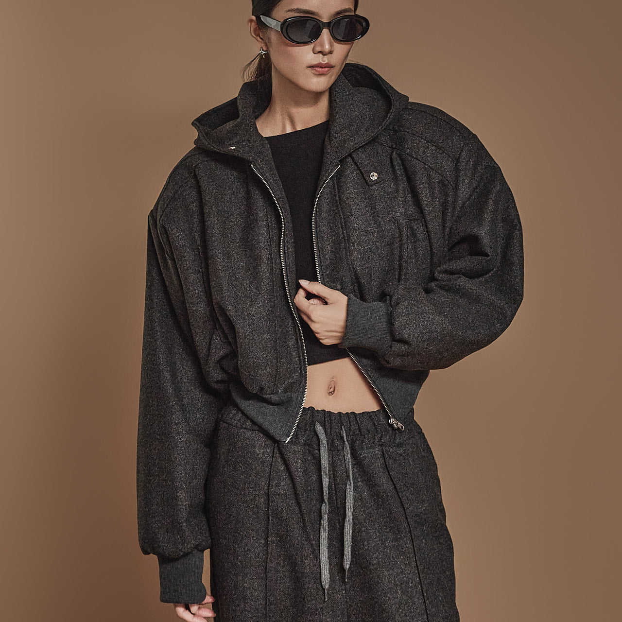 J2455 Hooded Crop Jumper Jacket