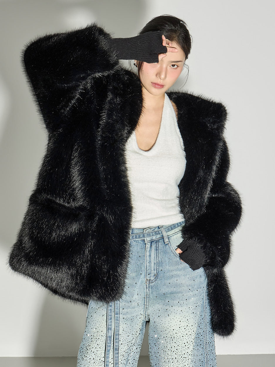 J3021 Fur Hooded Jumper