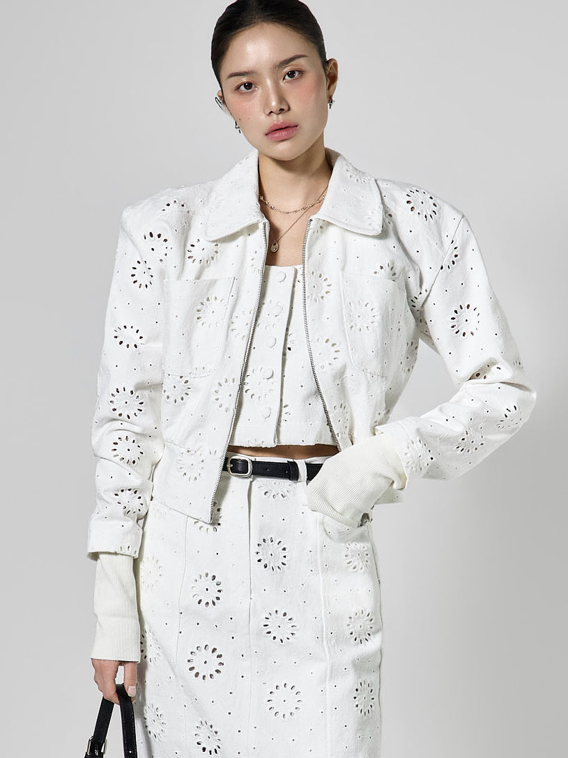 J3099 Eyelet Collar Jacket