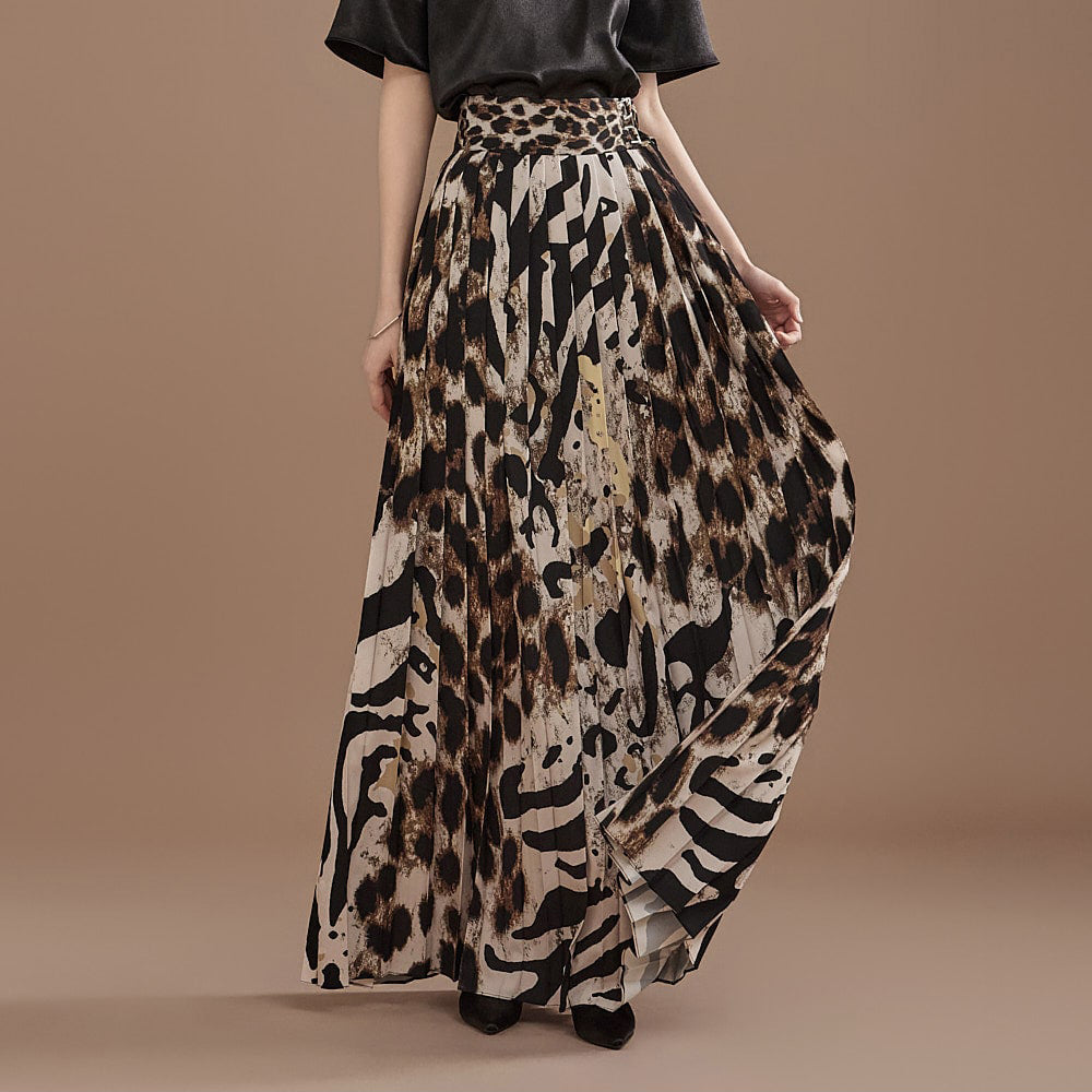 SK9194 Leopard Pleated Skirt