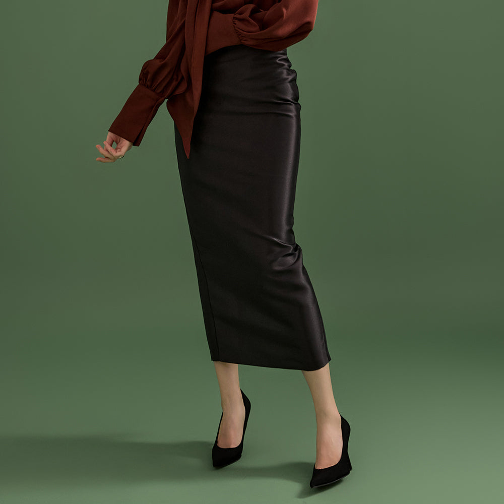 SK9192 Glossy High-waist Long Skirt
