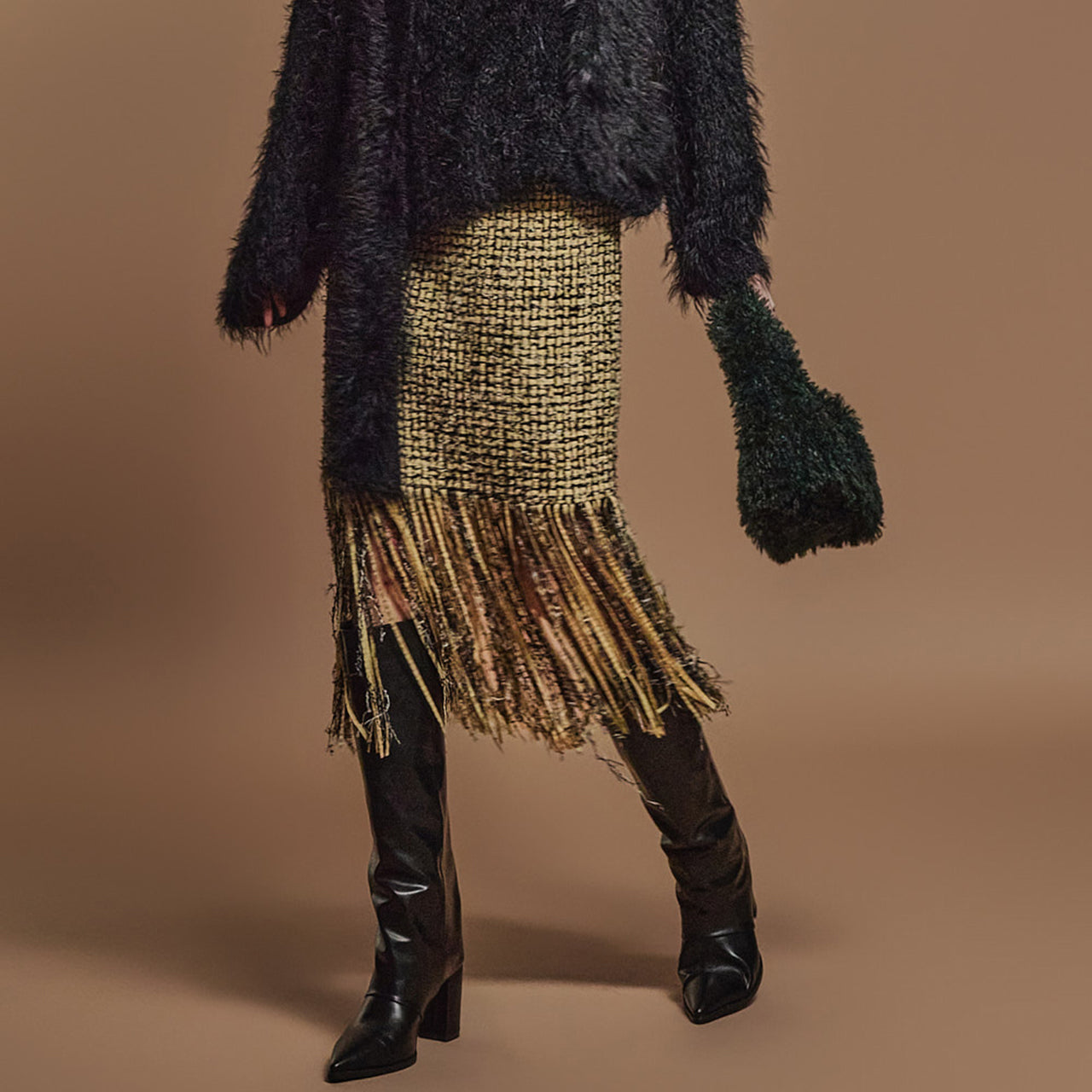 SK9249 Tweed Fringe Skirt