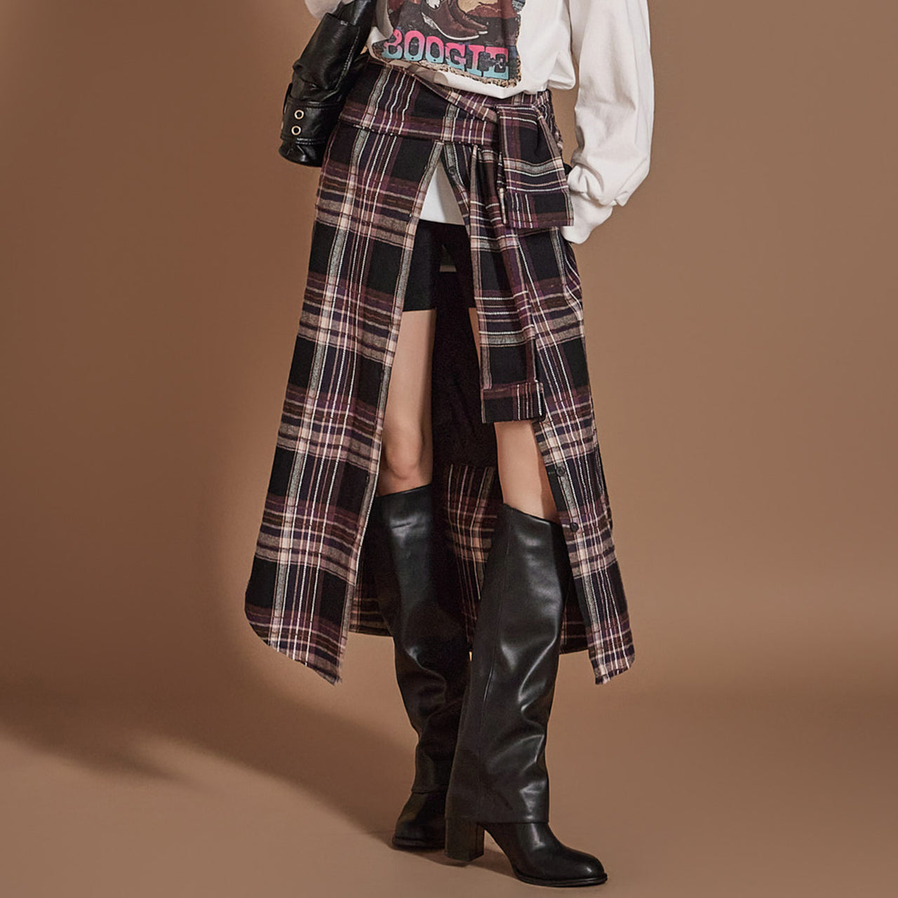 SK2826 Plaid Strap Skirt