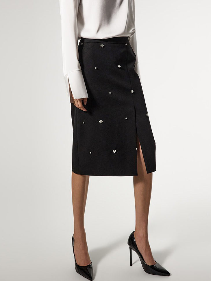 SK9295 花朵珠饰半身裙