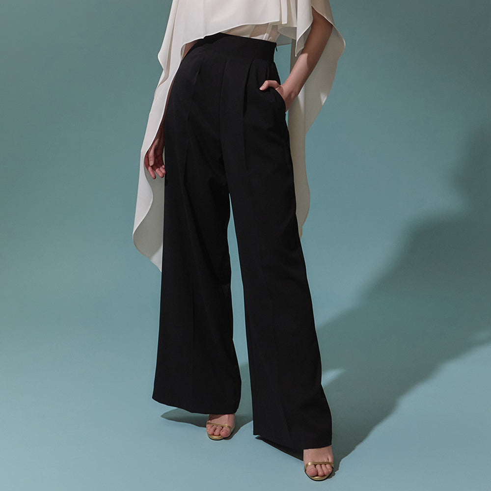 P9081 High Waist Pintuck Wide Slacks