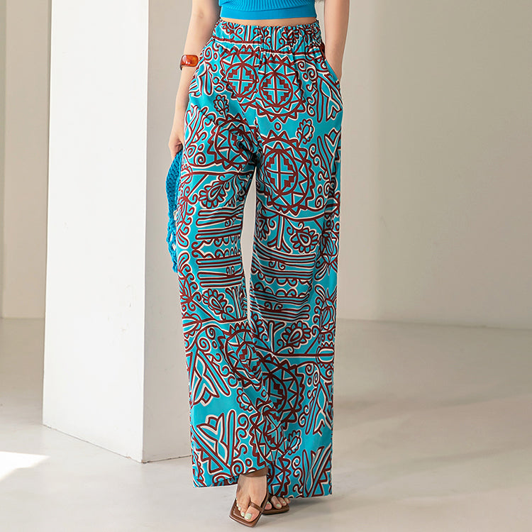 P2637 Pattern Banding Wide Pants