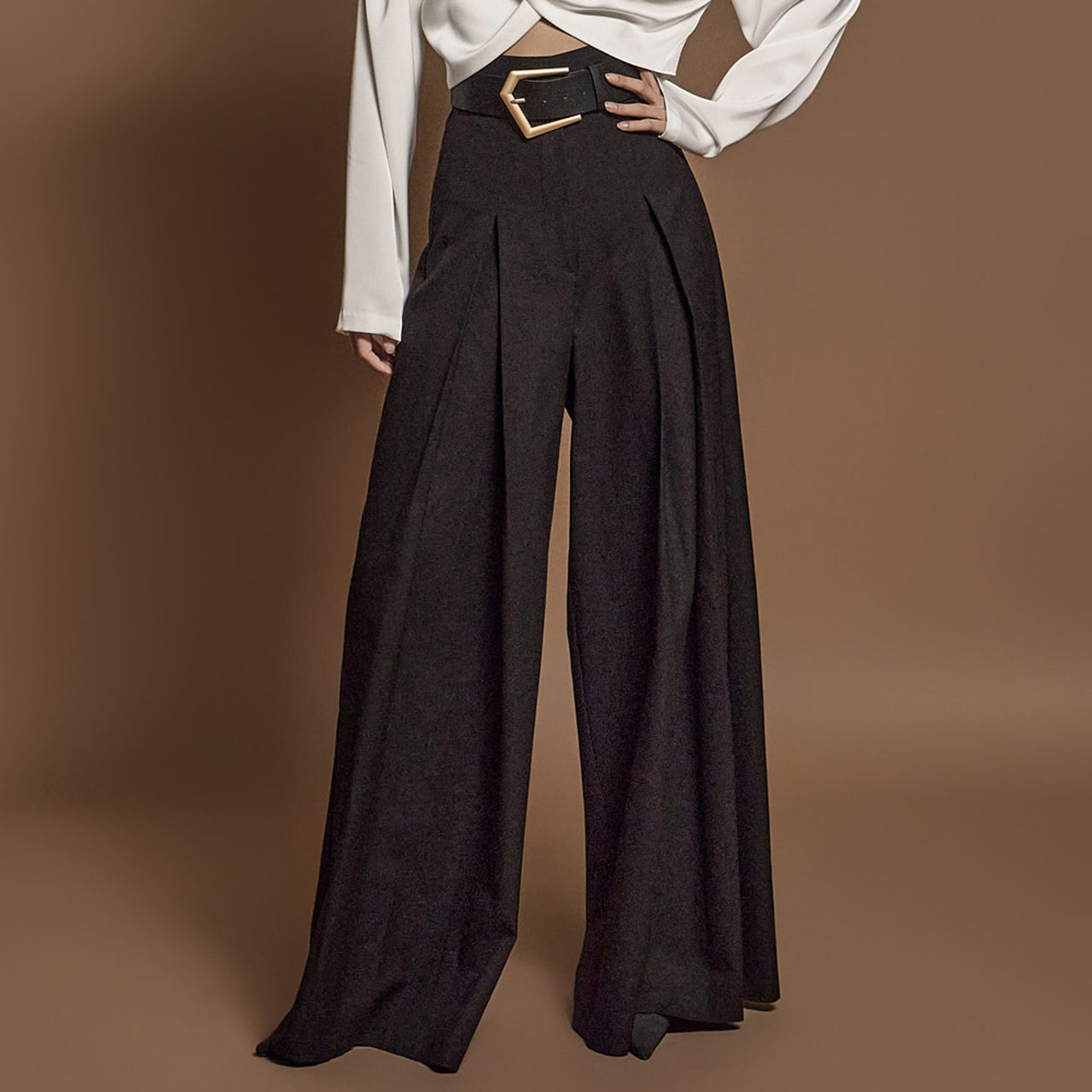 P9161 Wide Slacks With Belt