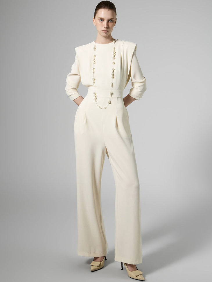 JS061 Padded Shoulder Jumpsuit