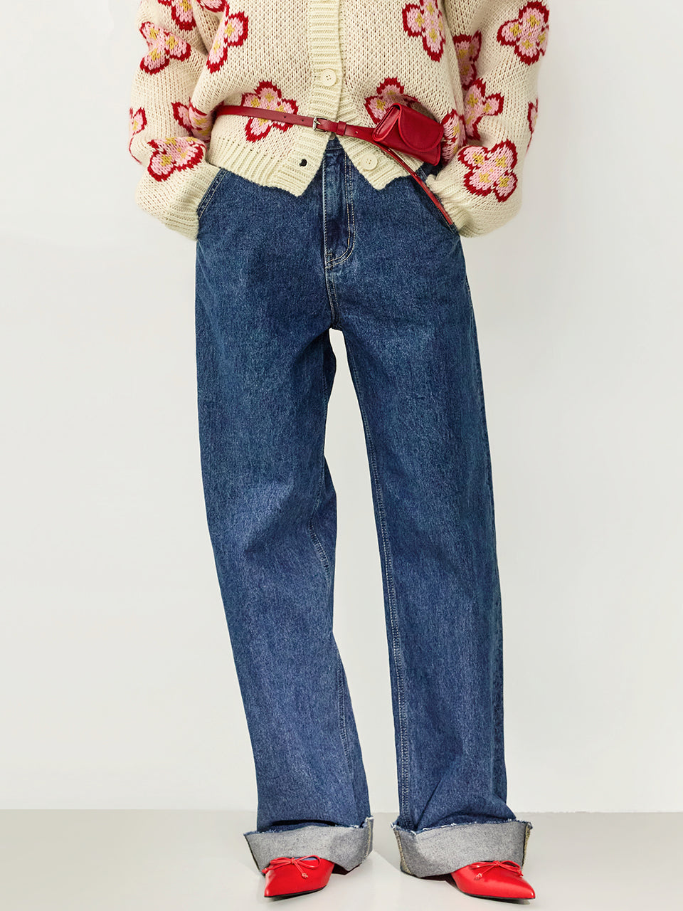PJ623 Solid Wide Jeans