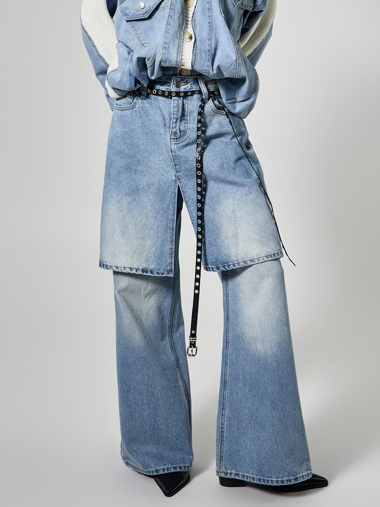 PJ625 Layered Belt Jeans