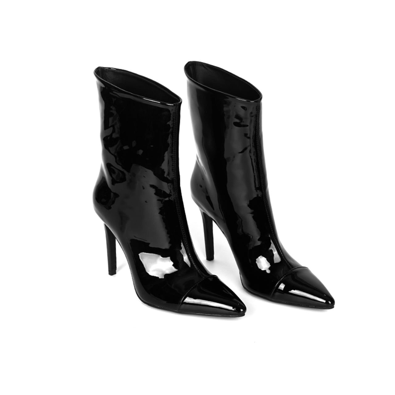 DTAR-004 Patent Leather Heeled Ankle Boots