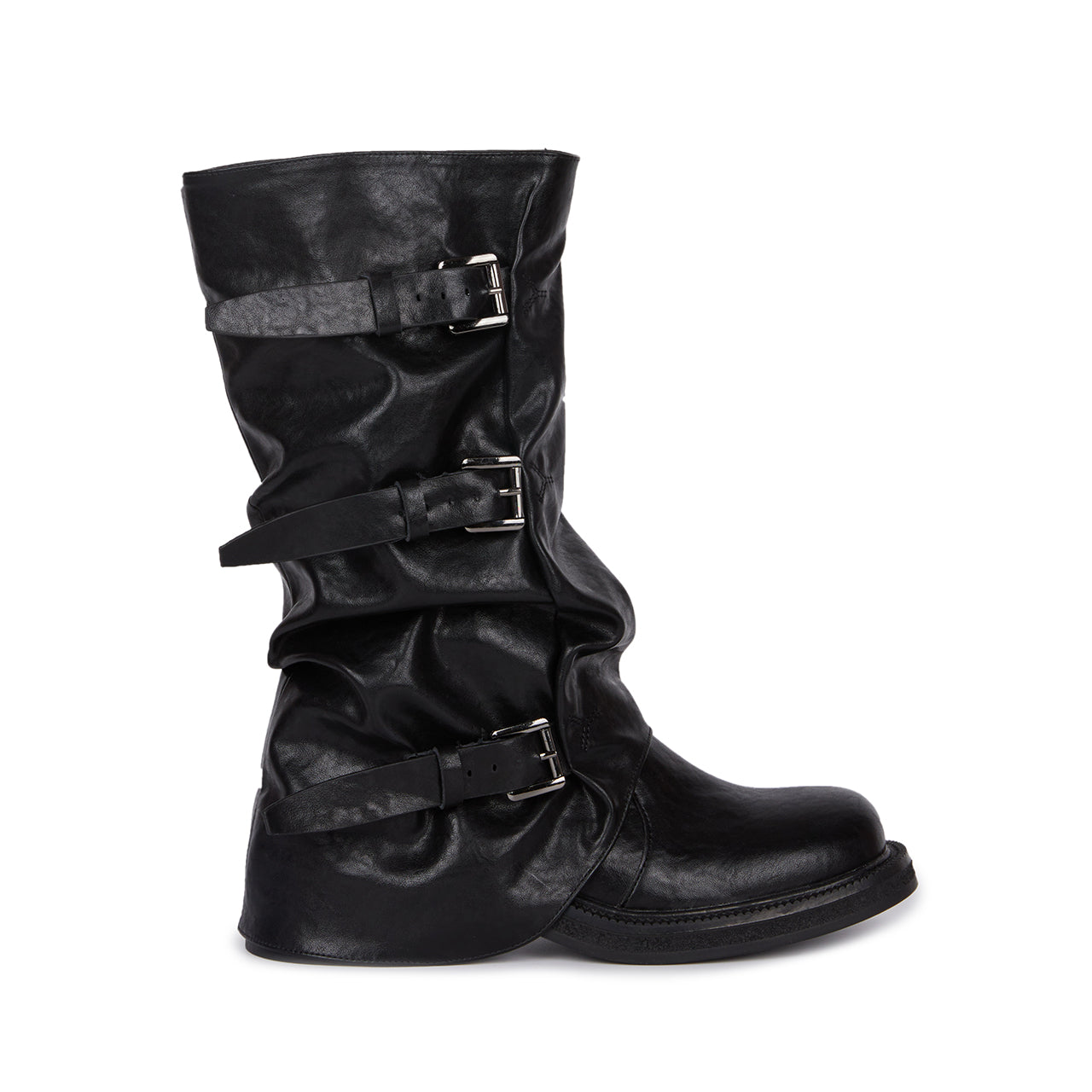 AR-3353 Buckled Shirring Middle Boots