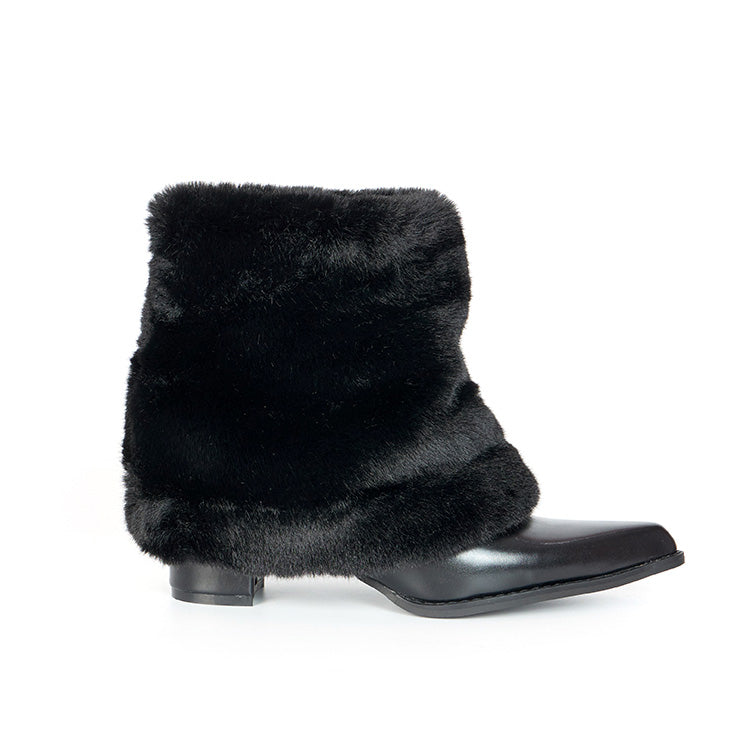 AR-3381 Fold Over Fur Ankle Boots