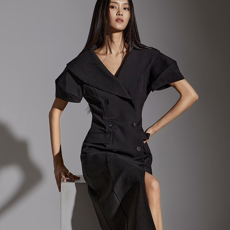 D9469 Shawl Collar Dress