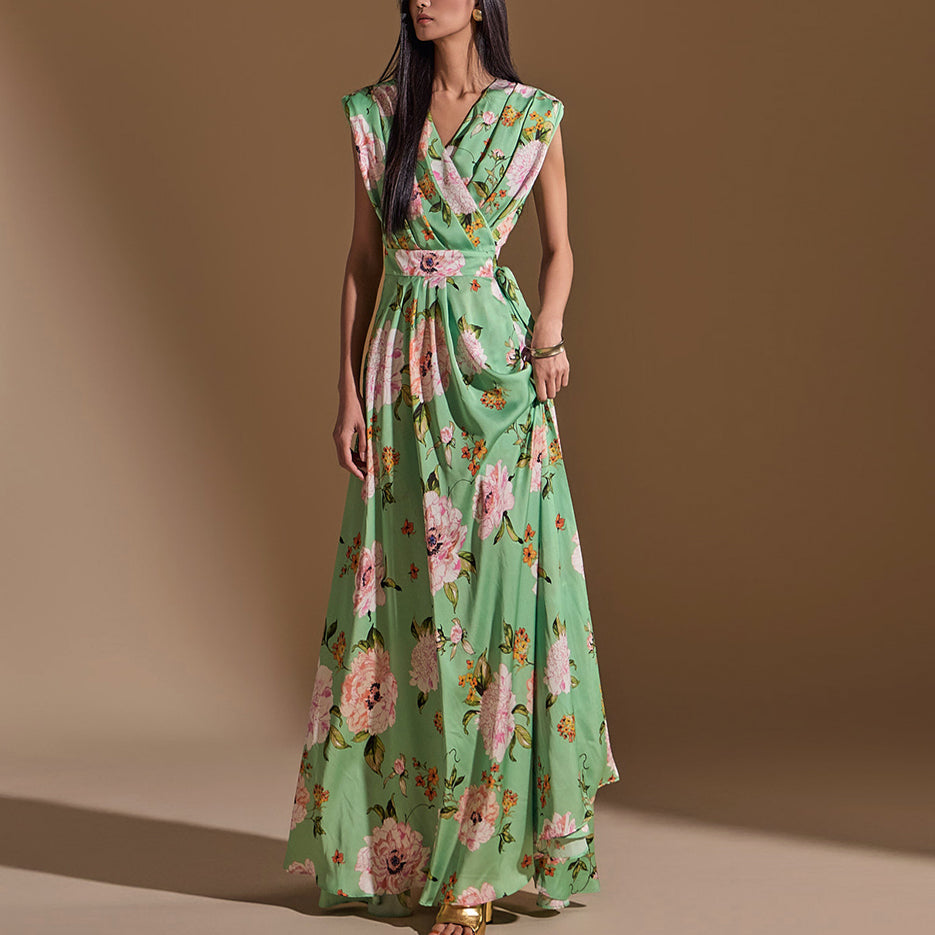 D9489 Flower Wrap Dress