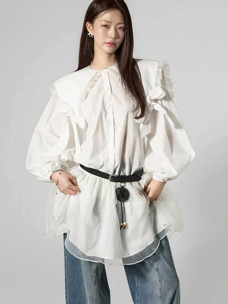 D5465 Big Collar Shaggy Dress