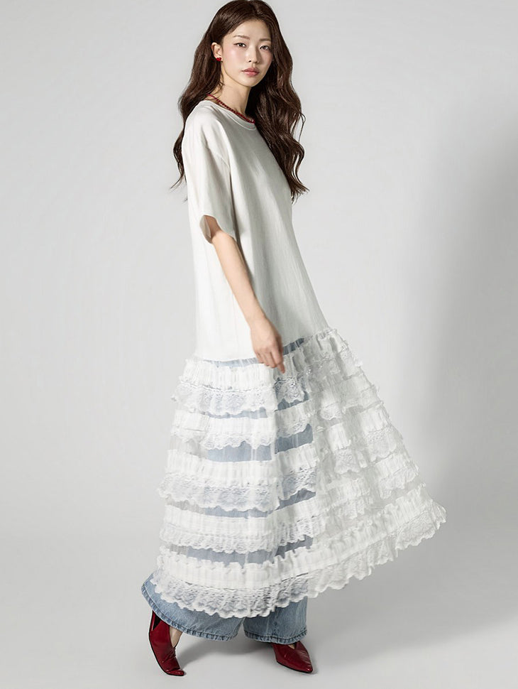 D5471 Lace T-shirt Dress