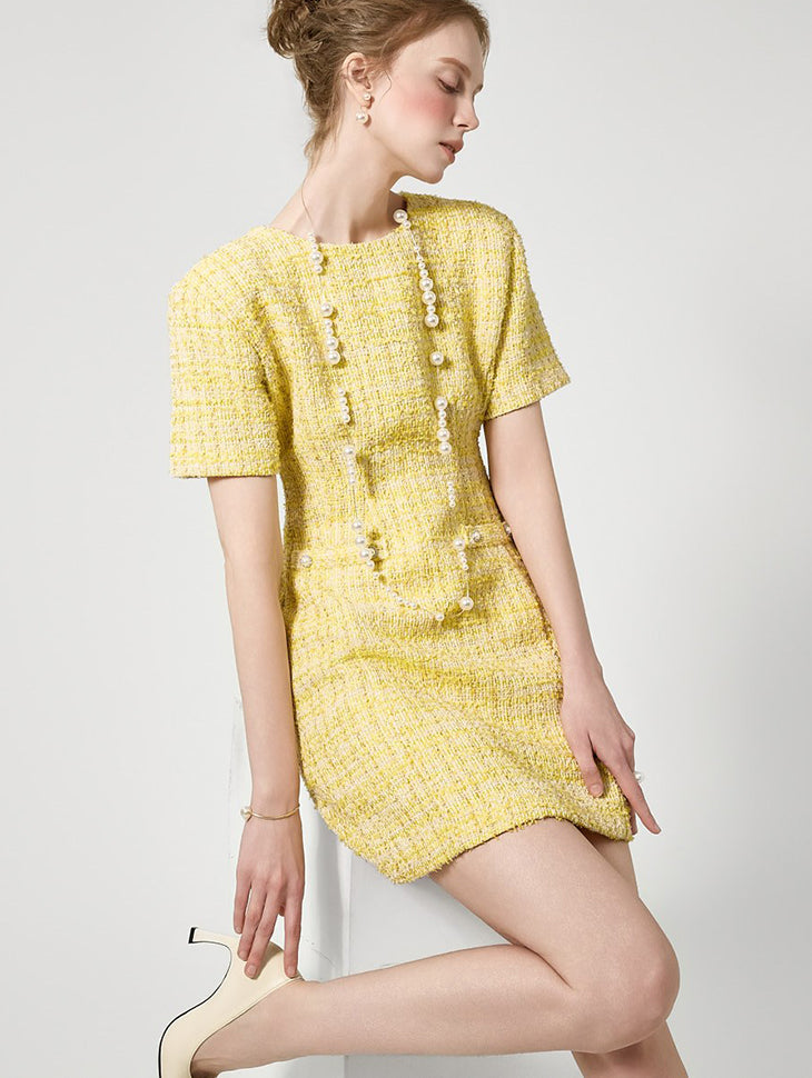 D5480 粗花呢迷你连衣裙