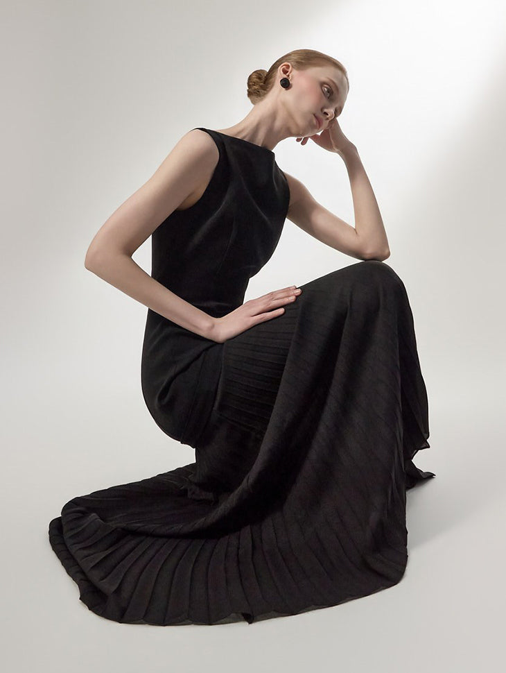 D9602 修身百褶拼接连衣裙