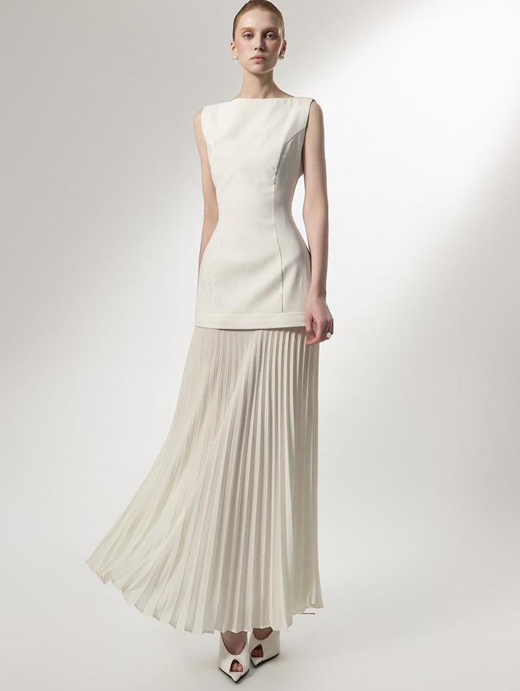 D9602 修身褶裥组合连衣裙