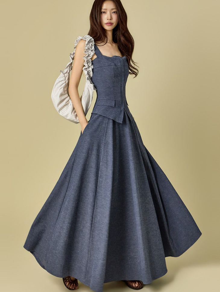 D9597 コルセットラインフレアドレス