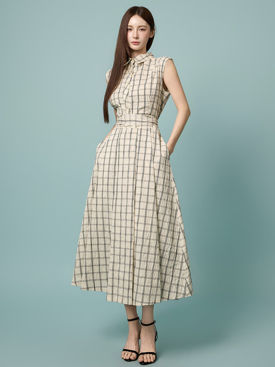 D5629 Strap Set Check Dress