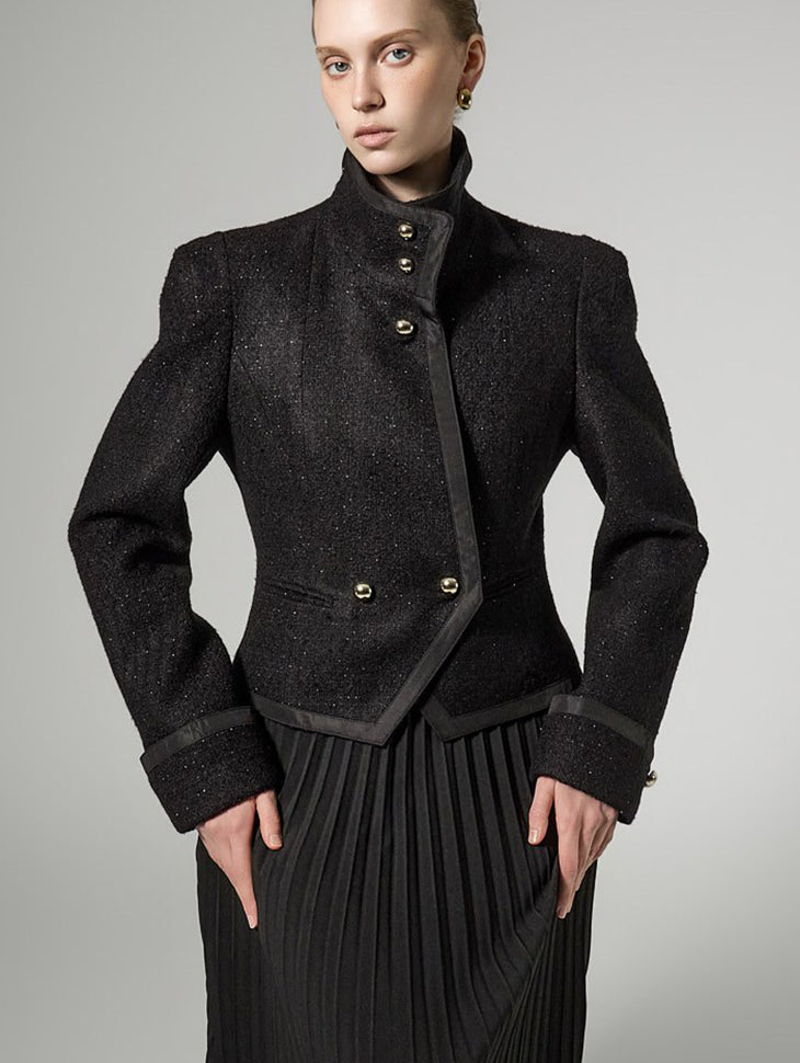 J3119 Tweed High Neck Jacket