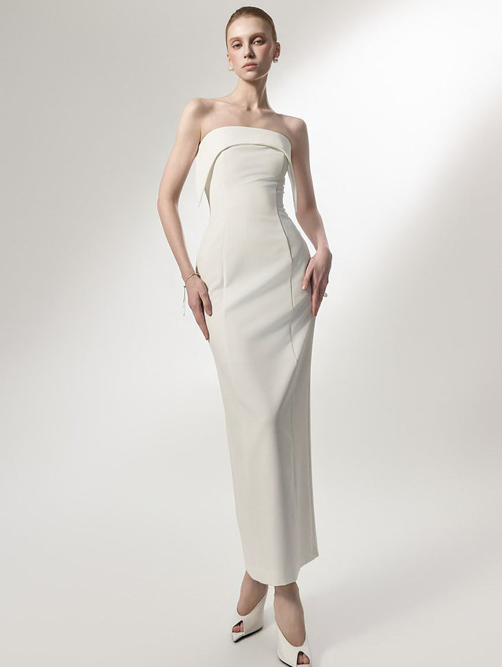 D9591 露肩修身超长连衣裙